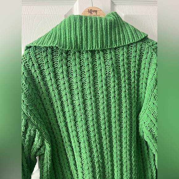 Aerie Green Cable Car Quarter Zip Sweater Women’s Medium - Picture 5 of 5